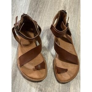 BOC Born Womens Brown Leather Gladiator Sandals Size 6M Zip Ankle Strap